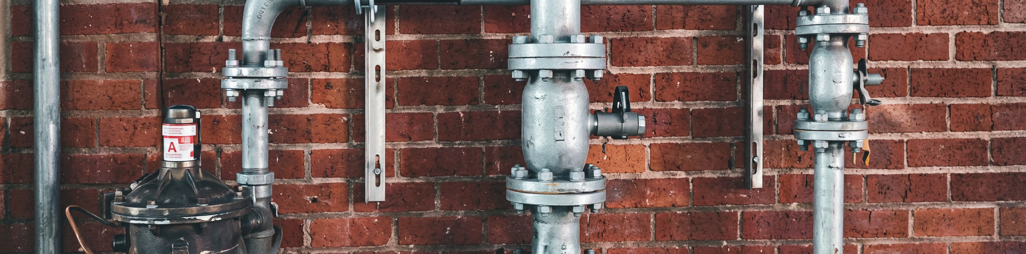Plumbing pipework and valves — AI-enhanced illustration based on the presentation photo